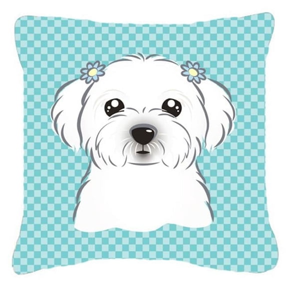 Dog Face Checkerboard Design Fabric Decorative Pillow