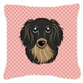 thumbnail image 1 of Dog Face Checkerboard Design Fabric Decorative Pillow, 1 of 4