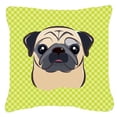 thumbnail image 1 of Dog Face Checkerboard Design Fabric Decorative Pillow, 1 of 4