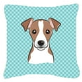 thumbnail image 1 of Dog Face Checkerboard Design Fabric Decorative Pillow, 1 of 4