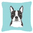 thumbnail image 1 of Dog Face Checkerboard Design Fabric Decorative Pillow, 1 of 4