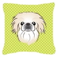 thumbnail image 1 of Dog Face Checkerboard Design Fabric Decorative Pillow, 1 of 4