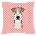 thumbnail image 1 of Dog Face Checkerboard Design Fabric Decorative Pillow, 1 of 4
