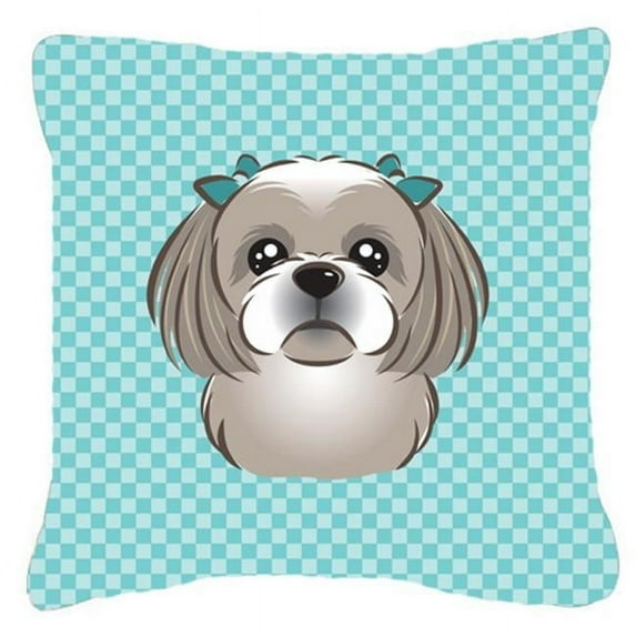 Dog Face Checkerboard Design Fabric Decorative Pillow