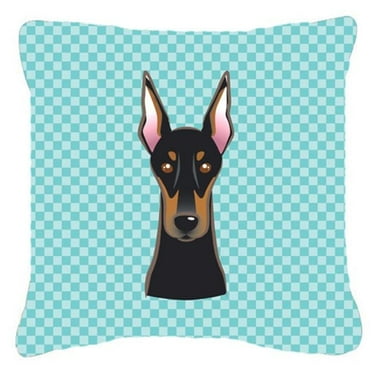 Dog Face Checkerboard Design Fabric Decorative Pillow