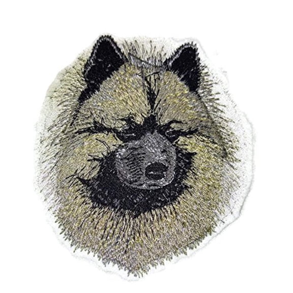 Dog Faces[Keeshond] Embroidery Iron On/Sew patch [4"x 3.5."]