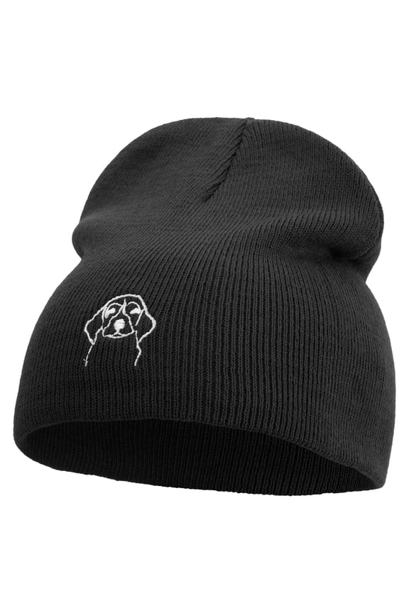 Dog Faces Logo Embroidered 8 inch Acrylic Short Beanie - Black OSFM