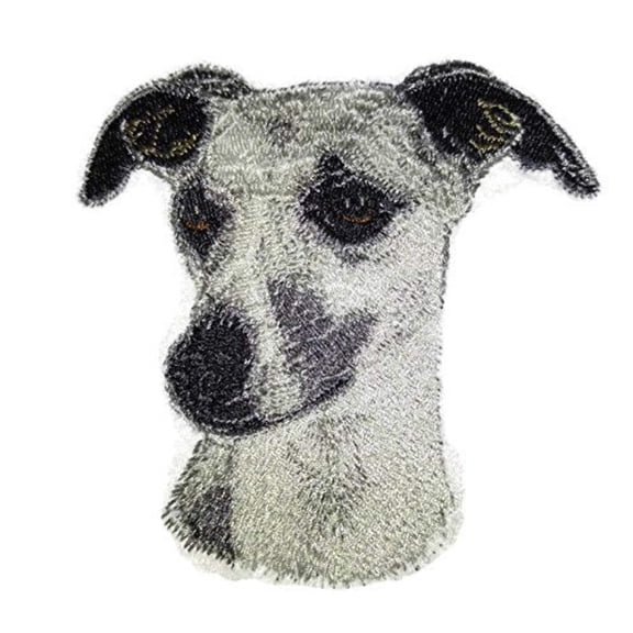 Dog Faces[ Whippet Dog Face] Embroidery Iron On/Sew patch [3.92" x 4"]