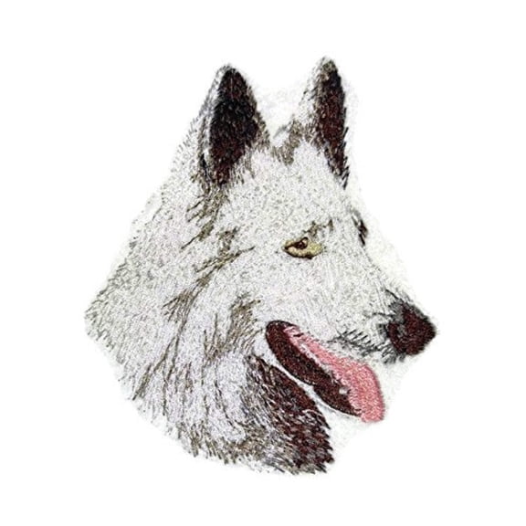 Dog Faces[White Swiss Shepherd] Embroidery Iron On/Sew patch [4"x 3.37"]
