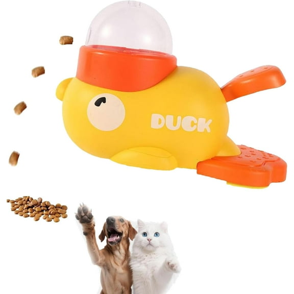 Dog Feeder Puzzle Toy Duck, Duck-Shaped Dog Treat Dispenser Interactive Puzzle Feeder Toy,2-In-1 Interactive Cat SlowFeeder,Cat Slot Machine Treat Dispenser,Stimulation IQ Training Enrichment