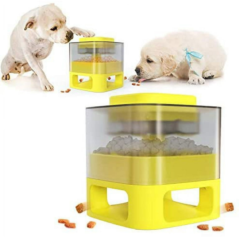 Dog Feeder Slow Eating Slow Feeder，Dog Press Slow Food Leaker,Pet Puzzle  Training Toy for Dog（Yellow） 