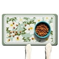 thumbnail image 1 of Dog Feeding Mat, Dog Mat for Food and Water, Pet Dog Cat Bowl Mat, No-Slip Absorbent Water Feeding Mat with Sage Green Flowers,17inx30in, 1 of 7