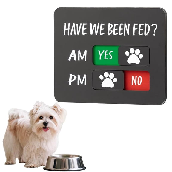 Dog Feeding Reminder Sign with Magnet,Pet Feed Chart with Have We Been Fed,Acrylic Dog Paw Slider Signs for Fridge, AM PM Feed Sign with Yes No Option for Fridge,Prevent Overfeeding