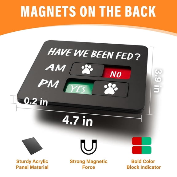 Dog Feeding Reminder Sign with Magnet, Pet Feeding Tracker with Have We Been Fed, Acrylic Slider Sign for Fridge, AM PM Feed Chart Sign with Yes No Option