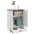 thumbnail image 1 of Dog Feeding Station, Dog Food Storage Cabinet with Hidden Dog Bowls, Adjustable Panel, Hooks for Medium Sized Dogs, White, 1 of 6