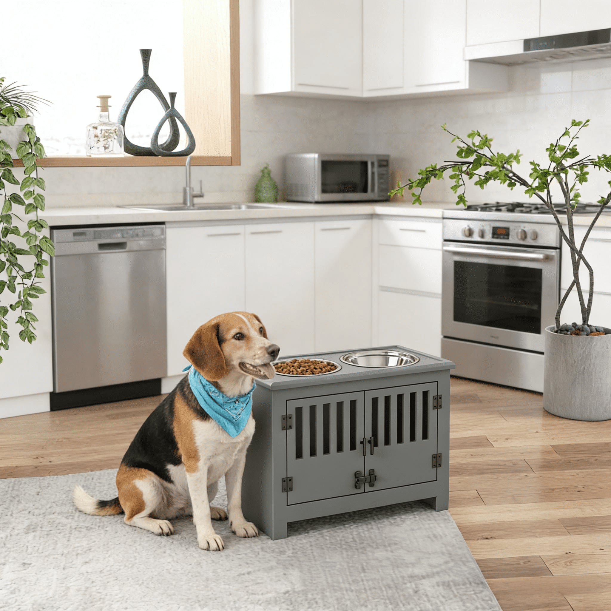 Dog Feeding Station, Dog Food Storage Cabinet