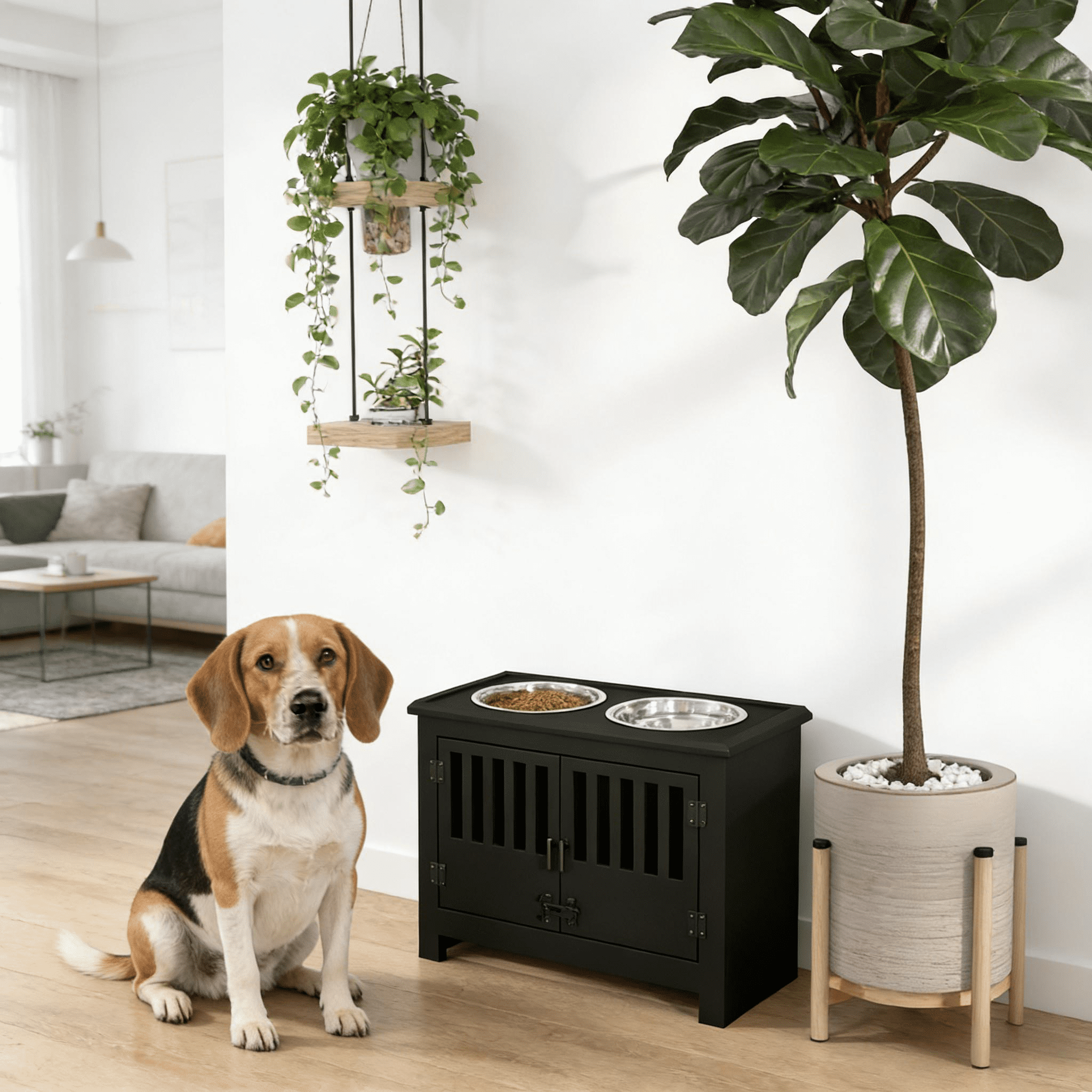 Dog Feeding Station, Dog Food Storage Cabinet