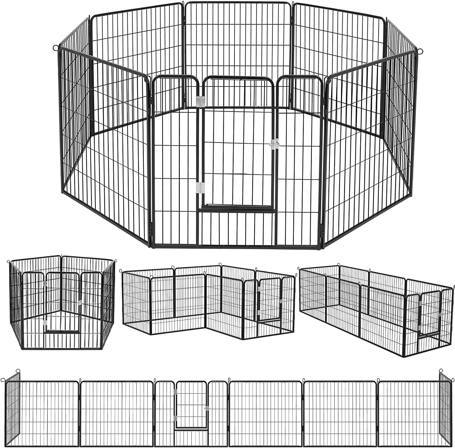 Dog Fence with 8 Panels, Portable Pet Playpen Puppy Playpen for Small