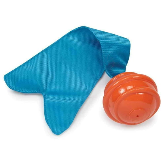 Dog Fetch Toys Spiral Ball With Ballistic Tail Tough Rubber Squeakers 12" Long (Orange)