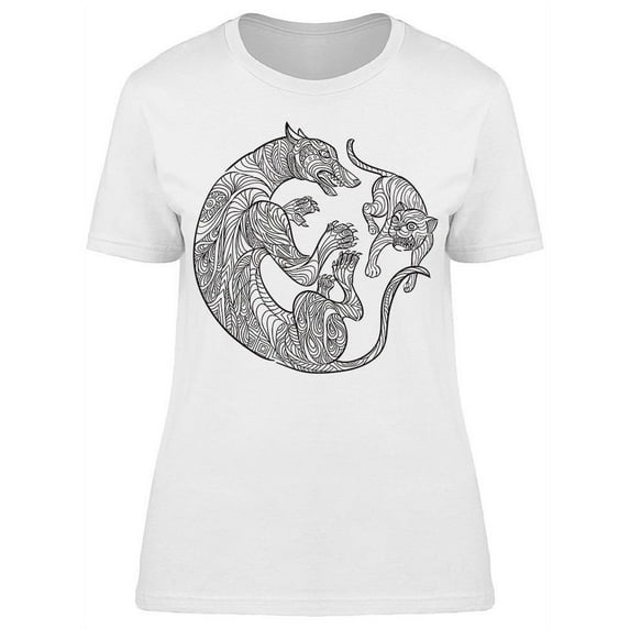 Dog Fighting With Cat T-Shirt Women -Image by Shutterstock, Female Small