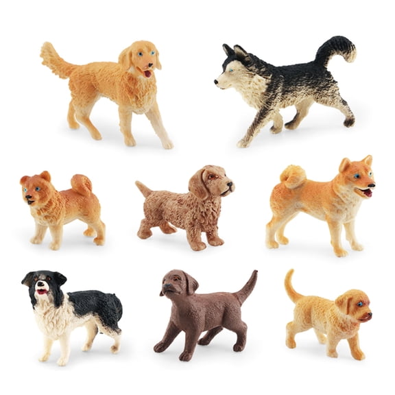Dog Figurines Playset 8PCS Realistic Detailed Plastic Puppy Figures Toy Dogs Cake Topper for Kids