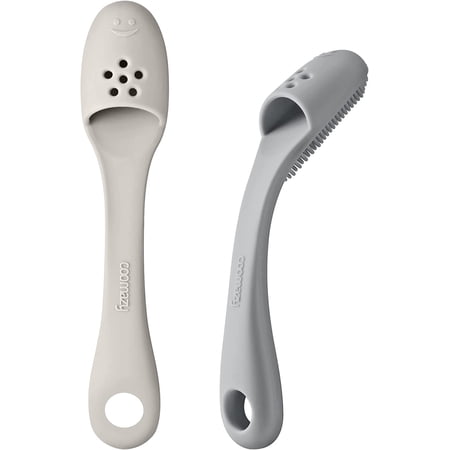 Dog Finger Toothbrush, Dog Tooth Brushing Kit with Food Grade Silicone, Easily Clean Teeth Dirt, Suitable for Medium and Large Dogs, 2-Packs, Beige+Grey