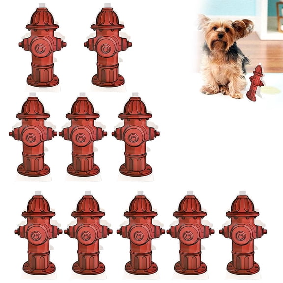 Dog Fire Hydrant Pee Post Paper Pads, 10 Pack Adhesive Puppy Potty Training Aid, Indoor Pee Pad Guide for Small Dogs