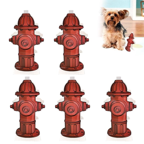 Dog Fire Hydrant Pee Post Paper Pads, 5 Pack Adhesive Puppy Potty Training Aid, Indoor Pee Pad Guide for Small Dogs
