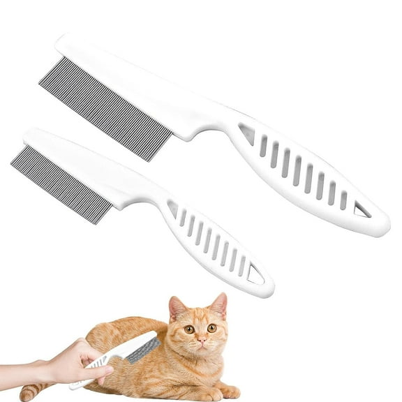 Dog Flea Comb, Flea Lice Comb, Tear Stain Remover Combs, Pet Grooming Comb, Flea Tick Lice Dandruff Removal Fine Tooth Hair Combs, 2 Pcs Pet Grooming Tool, Tick And Lice Removal Brush For Puppy Kitten