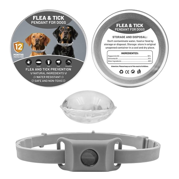 Dog Flea and Tick Repellent Pendant Infused with Natural Ingredients for Continuous Long Lasting Protection Against Fleas and Ticks Simple to Use (1 Buckle + 2 Capsules + 1 Ring)