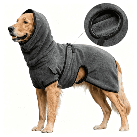 Dog Fleece Turtleneck Jumper Winter Coat, Warm Soft Adjustable Bands Apparel, Pet Jacket for Greyhound Lurcher Sighthound Large Dogs