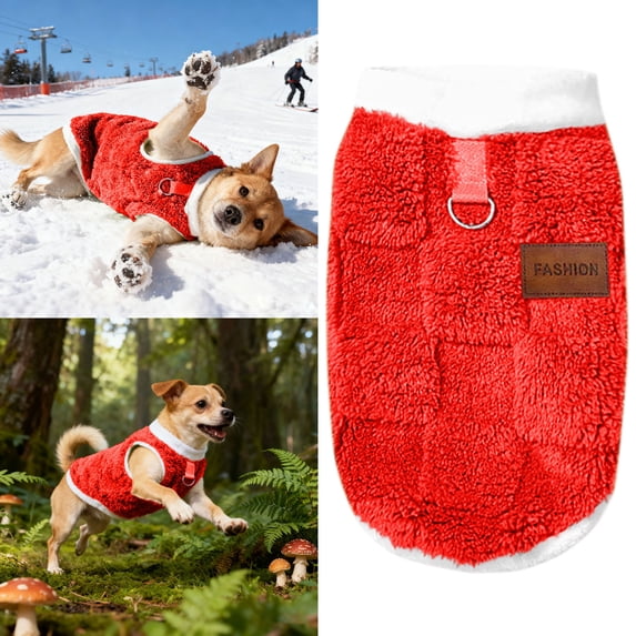 Dog Vest Sweater Winter Jacket for Small Medium Dogs with D-Ring Leash Cold Weather Coat Hoodie for Dogs Boy Girls Polyester Multiple Colors