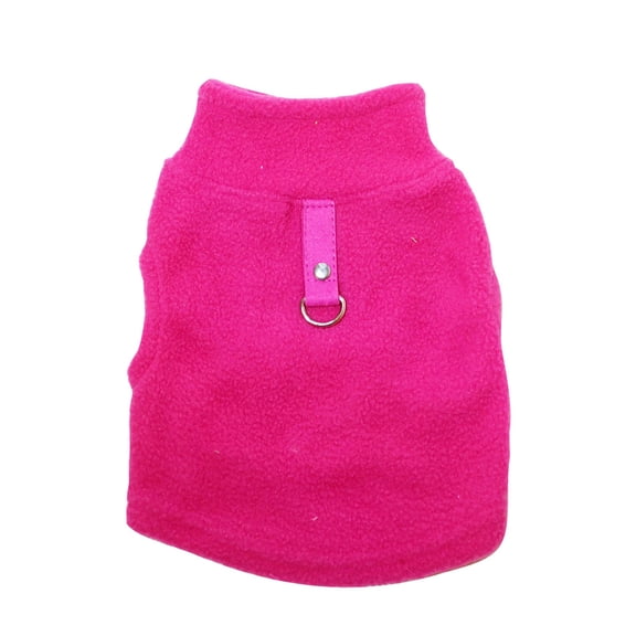 Dog Fleece Winter Coat With Leash Clip For Easy Outdoor Walking - Rose Red Size M Warm Fleece Fabric Secure Leash Attachment Machine Washable - For Small Medium Breed Dogs Cold