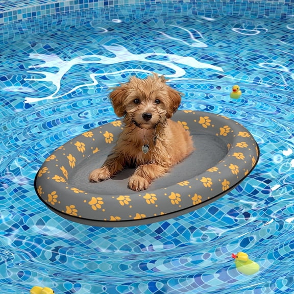 Dog Float Raft - Inflatable Dog Swimming Float for Summer (Small, Grey)