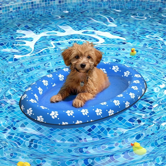 Dog Float Raft - Inflatable Dog Swimming Float for Summer (Small, Paws)