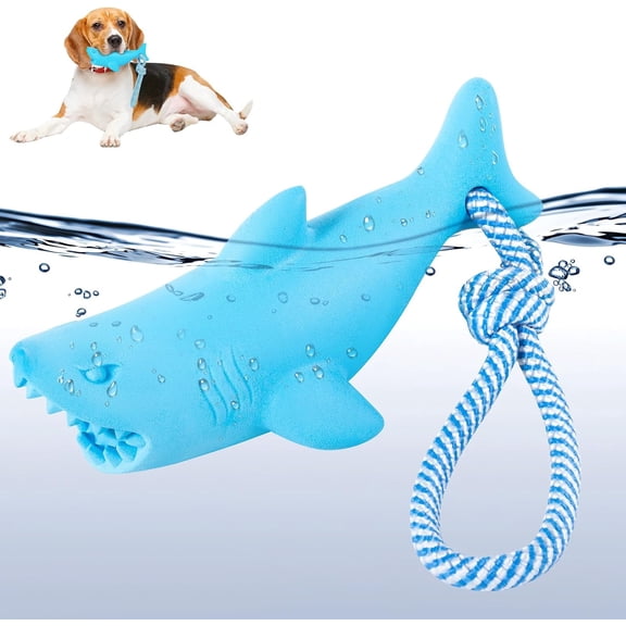 Dog Floating Chew Toy for Aggressive Chewers, Durable Water Toy with Rope for Large Medium Dogs, Interactive Fetch Tug Toy for Pool Outdoor Play (Shark)