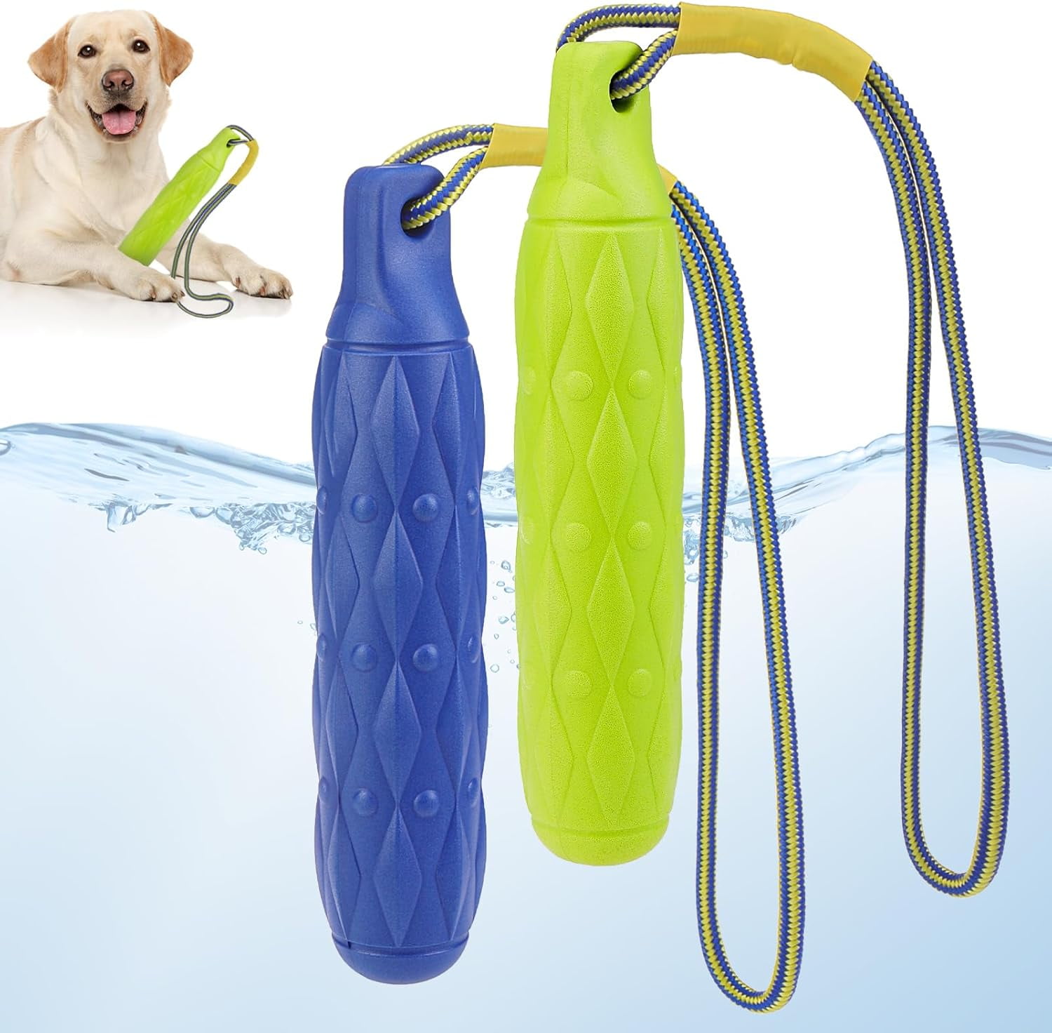 Dog Floating Toys for Water Fetch Retrieving, Interactive Pool Toys Dog Bumper Hunting Stick Training Dummy Tool, Summer Enrichment Essentials Outdoor, Not for Aggressive Breeds 2 Pack