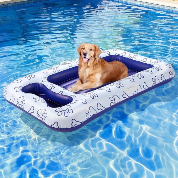 Dog Floats for Pool, Inflatable Pool Floats for Small, Medium and Large Dogs, Pet Pool Float Built-in Area for Snacks and Toys, Dog Float for Outdoor Lake Pool Pet Water Park, Travel