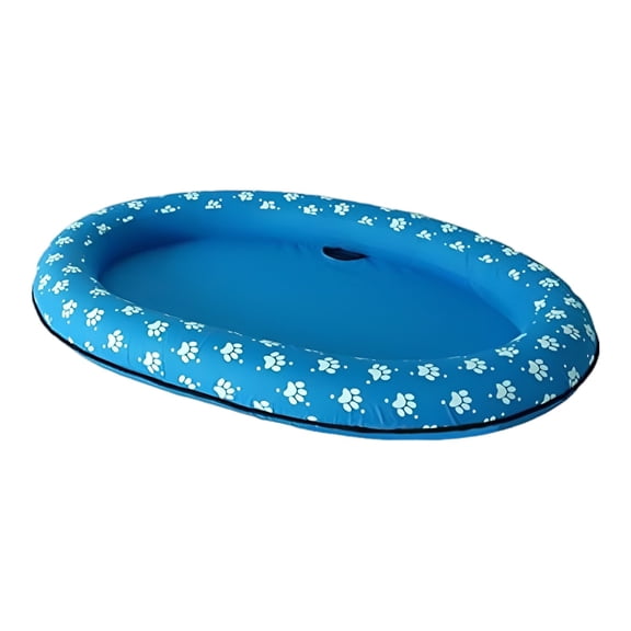 Dog Floats for Pool, Sturdy Anti-Scratch Inflatable Pool Float for Dogs, Blue Paw Prints Water Toys That Float for Small Medium Large Pets, Summer Swimming Pools Lake Beach Raft Lounger Bed