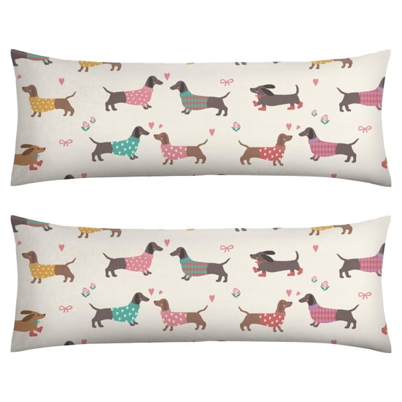Dog Floral Pattern Body Pillow Cover 20x54 - Soft & Durable - Invisible Zipper