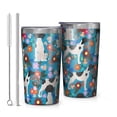 thumbnail image 1 of Dog with Flowers 10oz Tumblers Stainless Steel Tumbler with Lid and Straw,Vacuum Insulated Double Wall Travel Tumbler Cups with Cleaning Brush for Coffee, Tea, 1 of 4