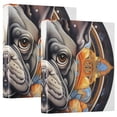 thumbnail image 1 of Dog Flowers Circle 3 Ring Binders 1.5 inch Hardcover File Folders with Interior Pockets A4 Size Organizer for School Office Hospital Set of 2, 1 of 8