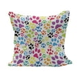 thumbnail image 1 of Dog Fluffy Throw Pillow Cushion Cover, Colorful Little Paws Steps Art Cartoon Unusual Traces Design, Decorative Square Accent Pillow Case, 36" x 36", Purple Blue Green, by Ambesonne, 1 of 5