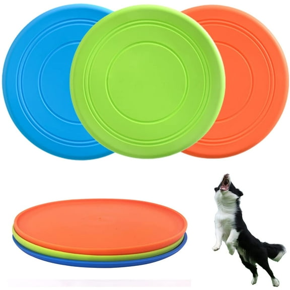 Dog Flying Disc, 3 Pack Dog Flyer Toys, Soft Rubber Interactive Lightweight Flying Disc Dog Toy for Small Large Dogs - Floats in Water & Safe on Teeth, 7 inch.