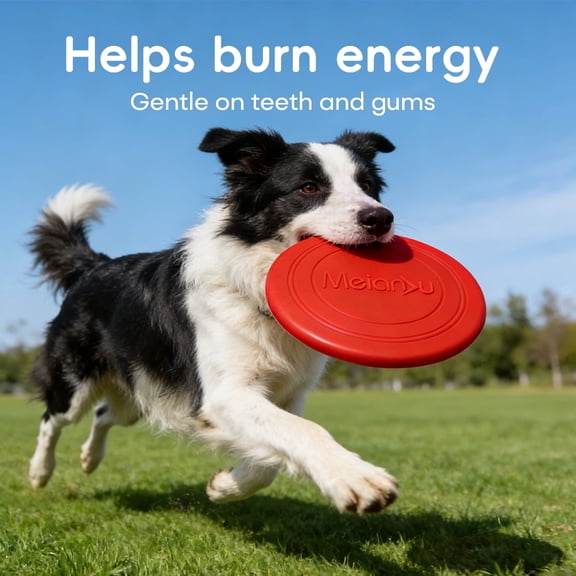 Soft Rubber Interactive Lightweight Flying Disc for Small Large Dogs - Water Floating & Teeth Safe, 7 Inch