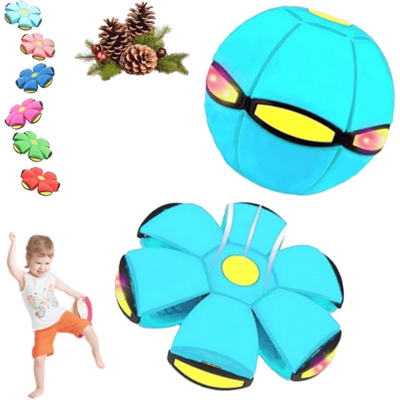 Dog Flying Disc Toy – Pet Flying Saucer Ball with 6 Lights, Dual Form Switchable, Great for Dog/Cat & Kid Outdoor/Camping Games