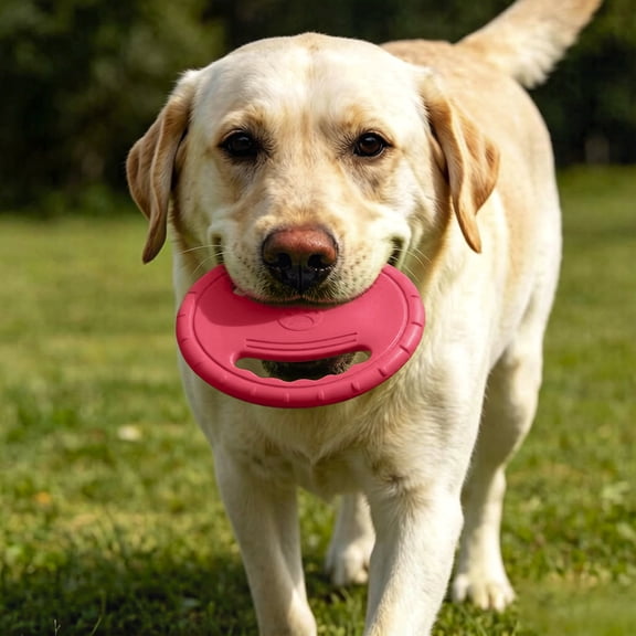 Dog Flying Disc Toy with Handles Durable TPR Floating Flyer for Outdoor Fetch Training Games 7.9 Inch