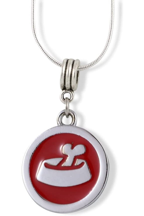 Dog Food Bowl with Bone Charm Snake Chain Necklace Jewelry