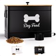 thumbnail image 1 of Dog Food Container Airtight 15 lb (50 Cup) Capacity with Metal Scoop - Cute Airtight Dog Food Storage Container with Bamboo Lid - Black Metal Kibble Storage Bin for Dogs up to 100 lbs - Big Pet Jar, 1 of 6