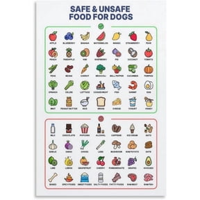Dog Food Guide Poster Safe And Toxic Food List Poster Wall Art for Kitchen Living Room Bedroom Decor poster